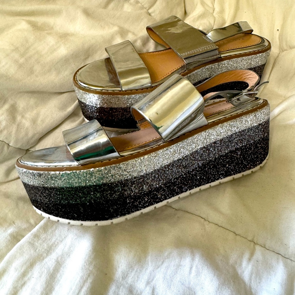 Zara wedge silver platform sandal